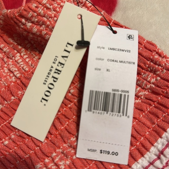 NWT Liverpool Los Angeles
Racer Back Tiered Maxi Dress with Smocking in coral - Picture 7 of 17